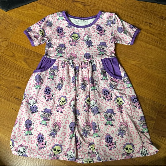 Great Lakes Kids Apparel Horror Dress Pink Purple Ghost Face Haloween It 3T - Picture 9 of 11